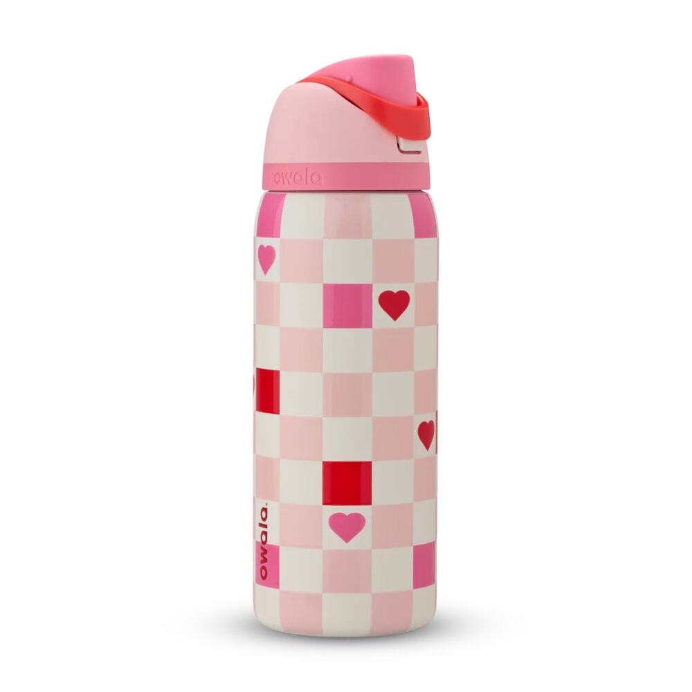 OWALA FreeSip Water Bottle 32oz Check Me Out Hearts Insulated Valentine NEW